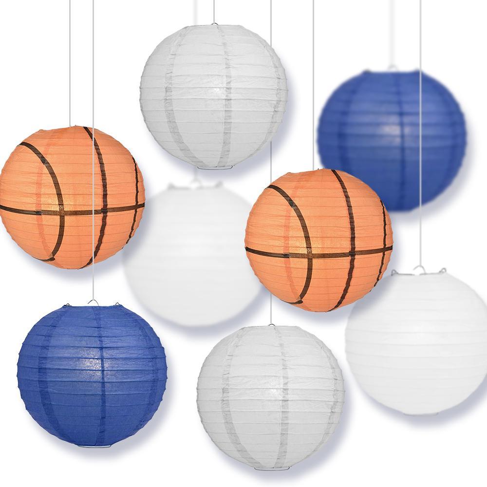 Iowa Col legeBasketball 14-inch Paper Lanterns 8pc Combo Party Pack - Dark Blue, Grey, White - PaperLanternStore.com - Paper Lanterns, Decor, Party Lights & More