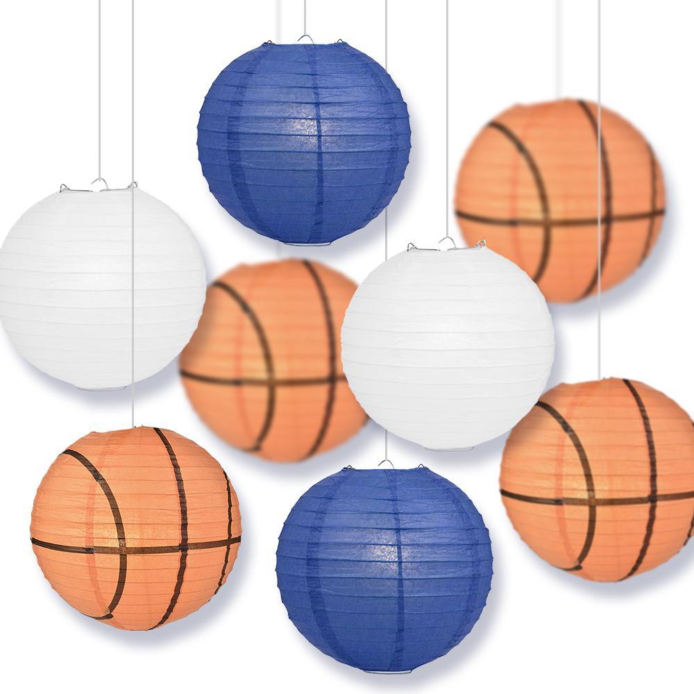 North Carolina College Basketball 14-inch Paper Lanterns 8pc Combo Party Pack - Dark Blue, White