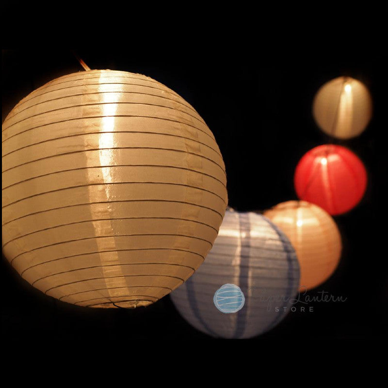 12&quot; Easter / Baby Shower Shimmering Nylon Lantern String Light COMBO Kit (21 FT) - PaperLanternStore.com - Paper Lanterns, Decor, Party Lights &amp; More