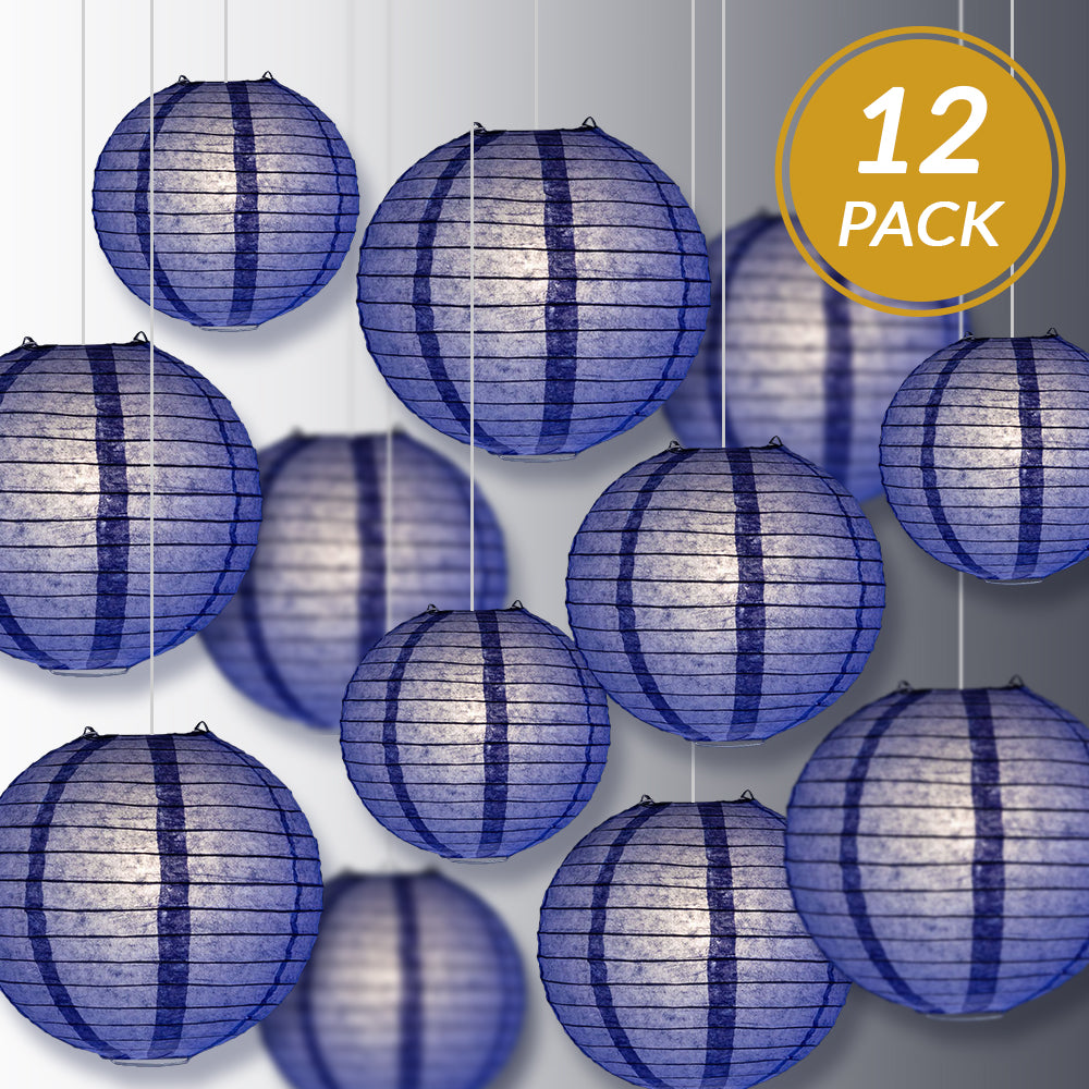 12-PC Astra Blue / Very Periwinkle Paper Lantern Chinese Hanging Wedding &amp; Party Assorted Decoration Set, 12/10/8-Inch - PaperLanternStore.com - Paper Lanterns, Decor, Party Lights &amp; More
