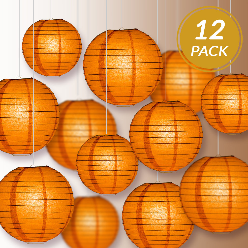 12-PC Persimmon Orange Paper Lantern Chinese Hanging Wedding &amp; Party Assorted Decoration Set, 12/10/8-Inch - PaperLanternStore.com - Paper Lanterns, Decor, Party Lights &amp; More