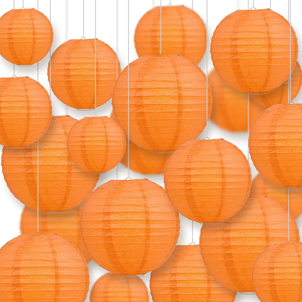 Ultimate 20pc Persimmon Orange Paper Lantern Party Pack - Assorted Sizes of 6, 8, 10, 12 for Weddings, Birthday, Events and Decor