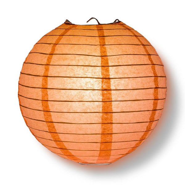 BULK PACK (5) 24&quot; Roseate / Pink Coral Round Paper Lantern, Even Ribbing, Chinese Hanging Wedding &amp; Party Decoration - PaperLanternStore.com - Paper Lanterns, Decor, Party Lights &amp; More