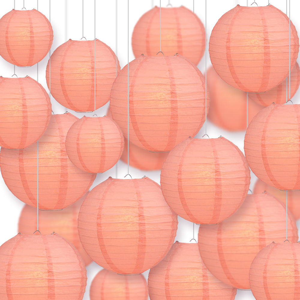 Ultimate 20pc Roseate Pink Paper Lantern Party Pack - Assorted Sizes of 6, 8, 10, 12 for Weddings, Birthday, Events and Decor