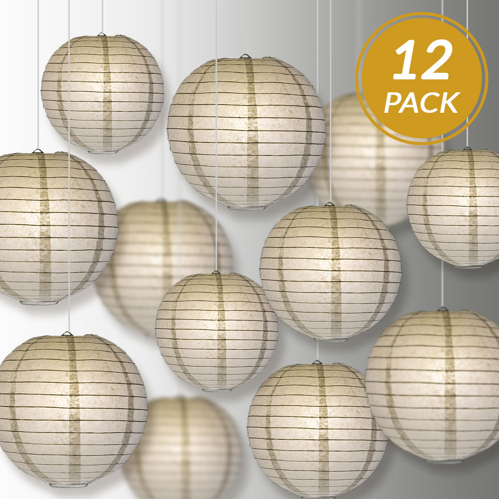 12-PC Gray / Grey Paper Lantern Chinese Hanging Wedding &amp; Party Assorted Decoration Set, 12/10/8-Inch - PaperLanternStore.com - Paper Lanterns, Decor, Party Lights &amp; More