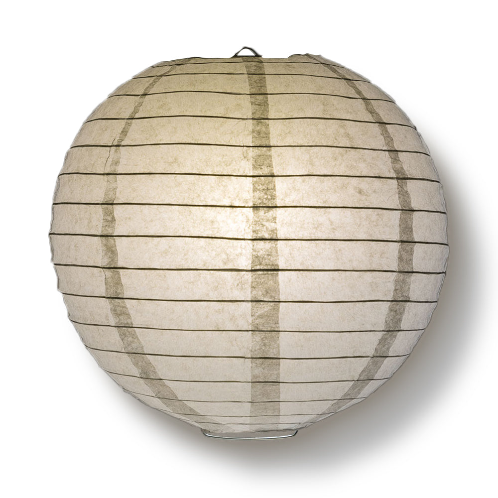 4" Gray / Grey Round Paper Lantern, Even Ribbing, Hanging Decoration (10 PACK) - PaperLanternStore.com - Paper Lanterns, Decor, Party Lights & More