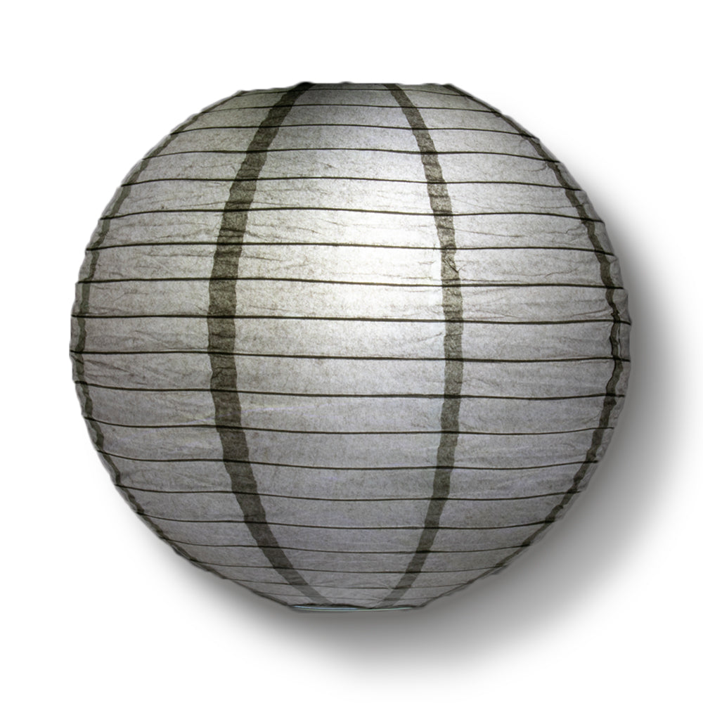 4" Driftwood Grey Round Paper Lantern, Even Ribbing, Hanging Decoration (10 PACK) - PaperLanternStore.com - Paper Lanterns, Decor, Party Lights & More