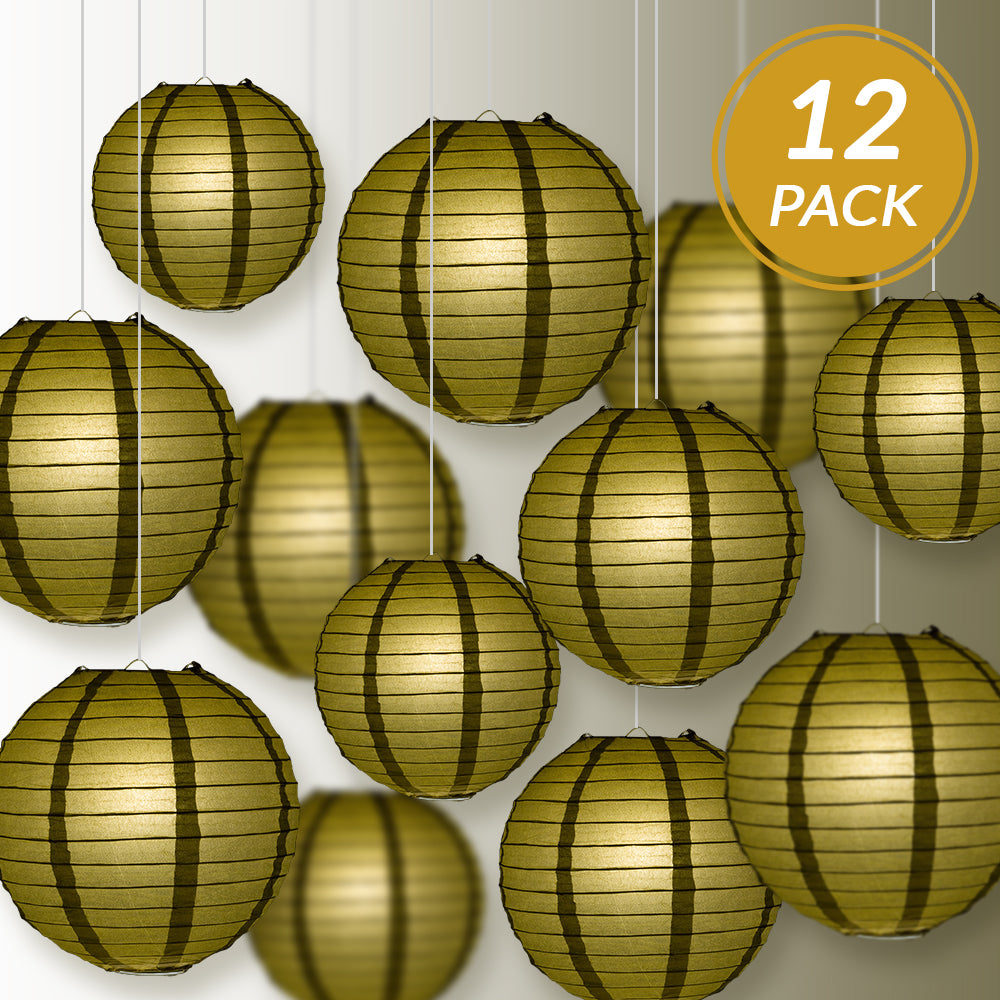 12-PC Gold Paper Lantern Chinese Hanging Wedding &amp; Party Assorted Decoration Set, 12/10/8-Inch - PaperLanternStore.com - Paper Lanterns, Decor, Party Lights &amp; More