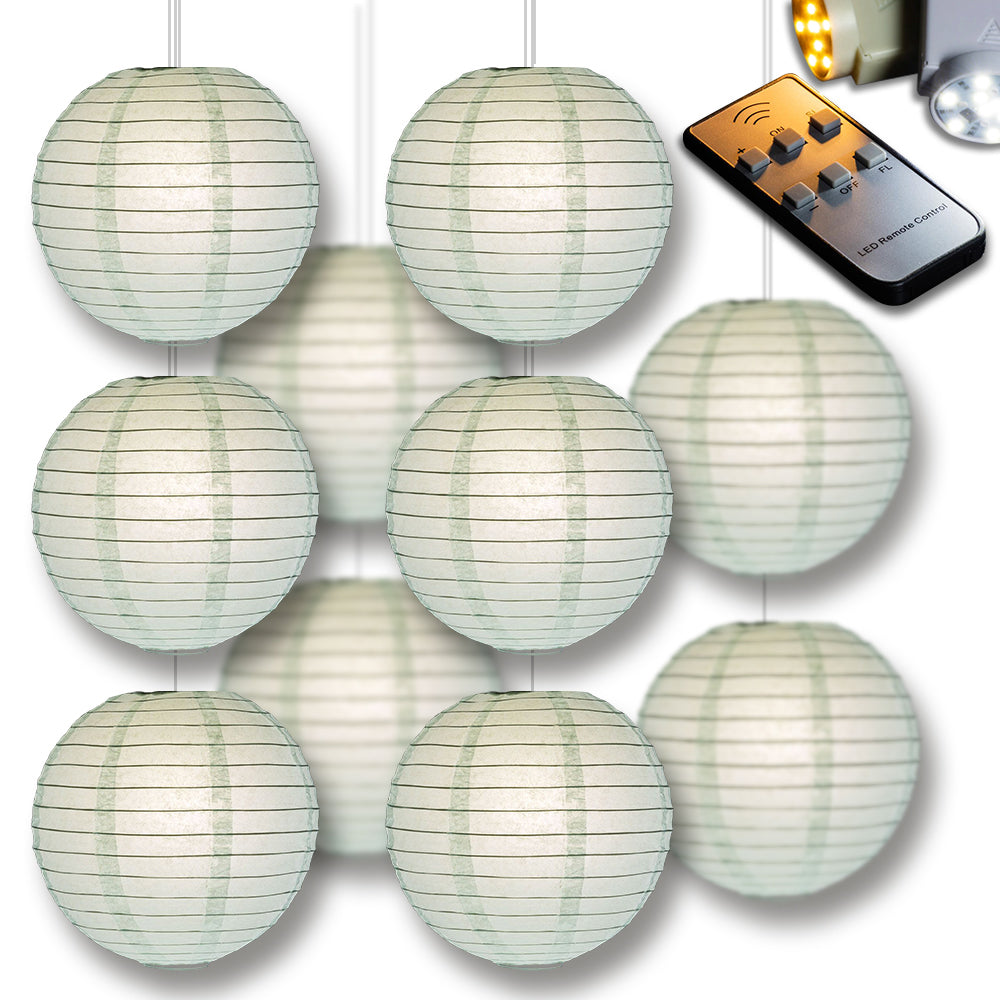 MoonBright Arctic Spa Blue Paper Lantern 10pc Party Pack with Remote Controlled LED Lights Included