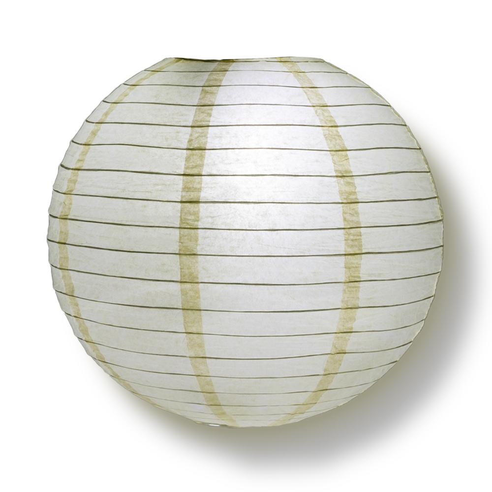 4 Inch Ivory Parallel Ribbing Round Paper Lantern (10 PACK) - PaperLanternStore.com - Paper Lanterns, Decor, Party Lights &amp; More