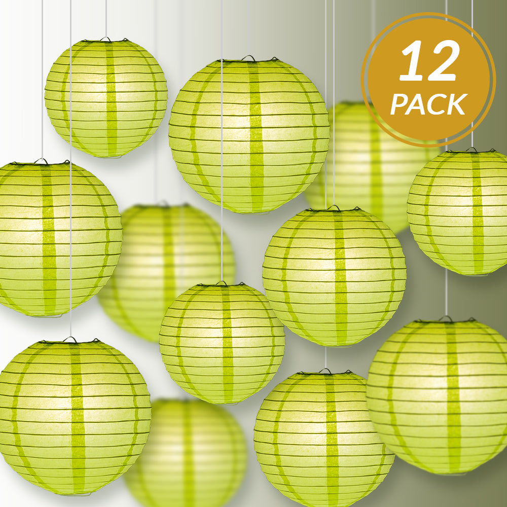 12-PC Light Lime Green Paper Lantern Chinese Hanging Wedding &amp; Party Assorted Decoration Set, 12/10/8-Inch - PaperLanternStore.com - Paper Lanterns, Decor, Party Lights &amp; More