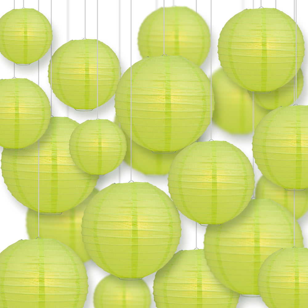 Ultimate 20pc Light Lime Paper Lantern Party Pack - Assorted Sizes of 6, 8, 10, 12 for Weddings, Birthday, Events and Decor