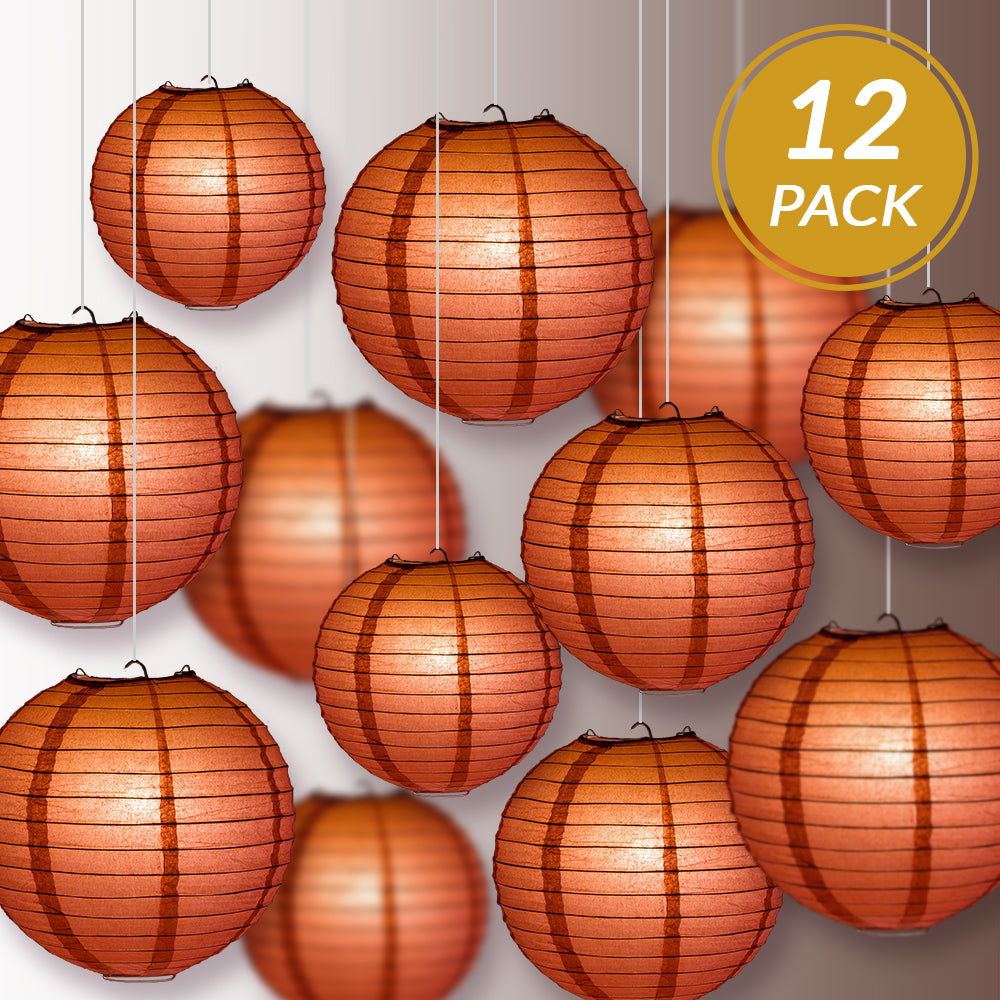 12-PC Marsala / Burgundy Wine Paper Lantern Chinese Hanging Wedding &amp; Party Assorted Decoration Set, 12/10/8-Inch - PaperLanternStore.com - Paper Lanterns, Decor, Party Lights &amp; More