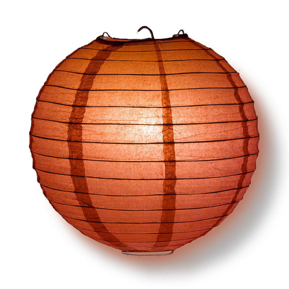 BULK PACK (12) 42&quot; Marsala / Burgundy Wine Round Paper Lantern, Even Ribbing, Chinese Hanging Wedding &amp; Party Decoration