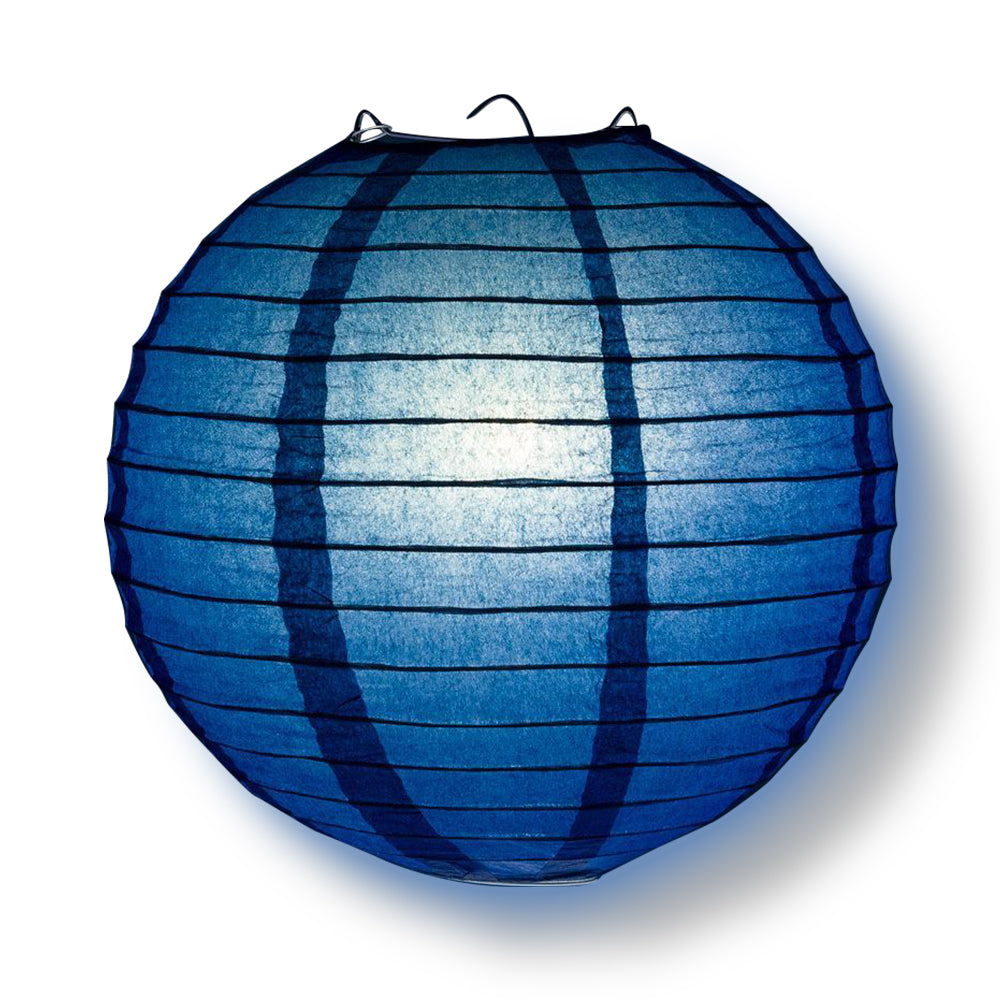4" Navy Blue Round Paper Lantern, Even Ribbing, Hanging Decoration (10 PACK) - PaperLanternStore.com - Paper Lanterns, Decor, Party Lights & More