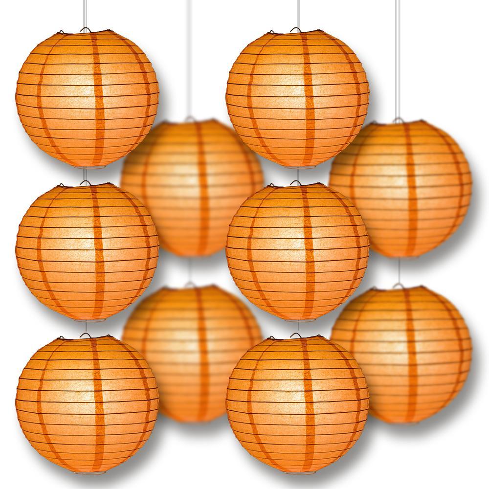 MoonBright Peach Orange Coral Paper Lantern 10pc Party Pack with Remote Controlled LED Lights Included - PaperLanternStore.com - Paper Lanterns, Decor, Party Lights &amp; More