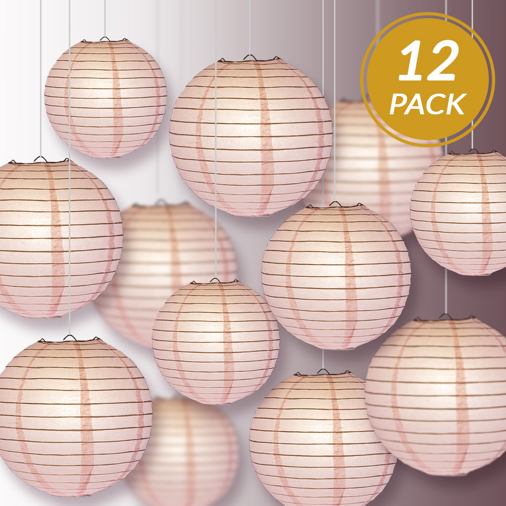 12-PC Pink Paper Lantern Chinese Hanging Wedding &amp; Party Assorted Decoration Set, 12/10/8-Inch - PaperLanternStore.com - Paper Lanterns, Decor, Party Lights &amp; More