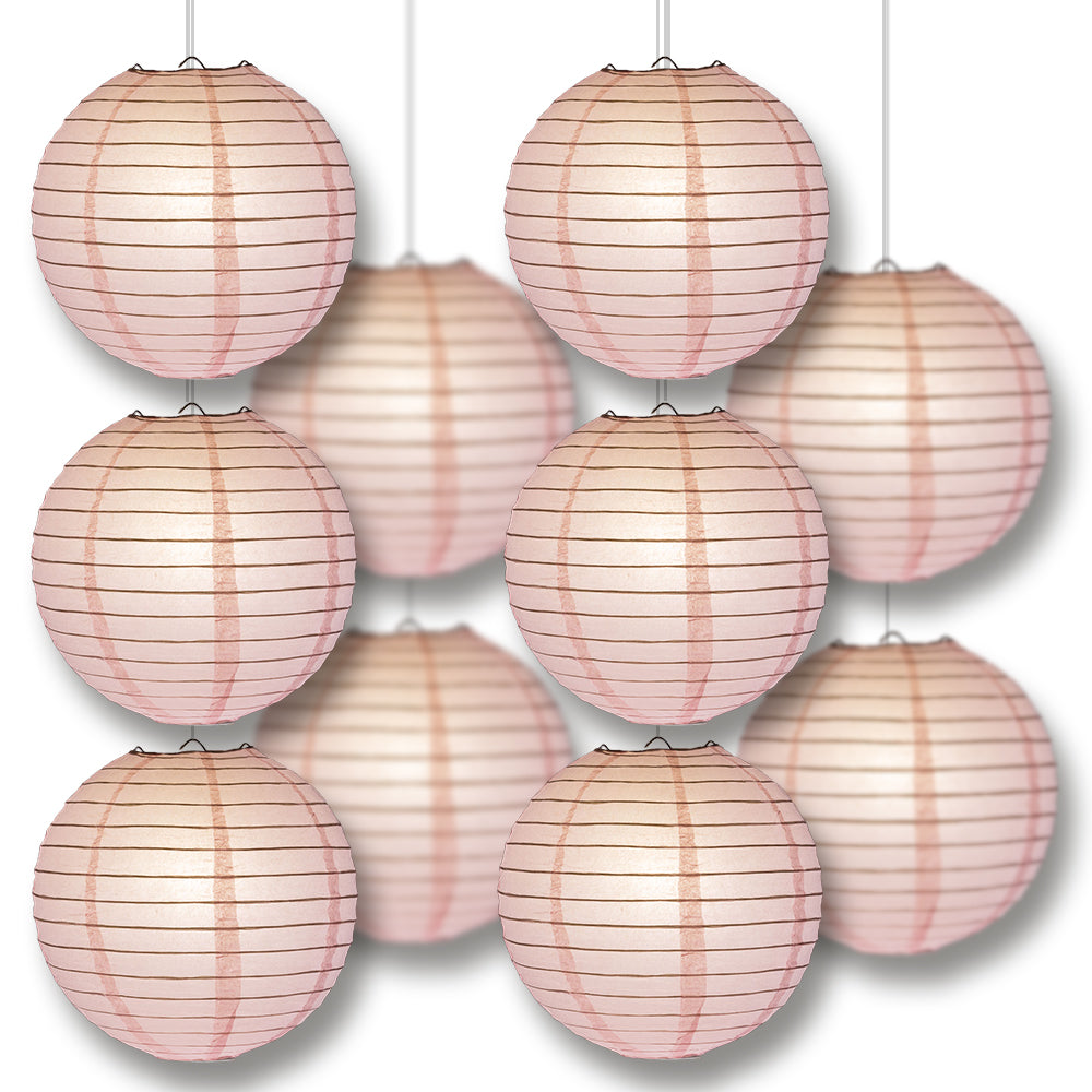 MoonBright Pink Paper Lantern 10pc Party Pack with Remote Controlled LED Lights Included - PaperLanternStore.com - Paper Lanterns, Decor, Party Lights &amp; More