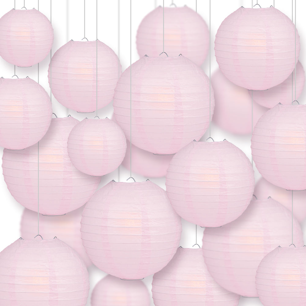 Ultimate 20pc Pink Paper Lantern Party Pack - Assorted Sizes of 6, 8, 10, 12 for Weddings, Birthday, Events and Decor