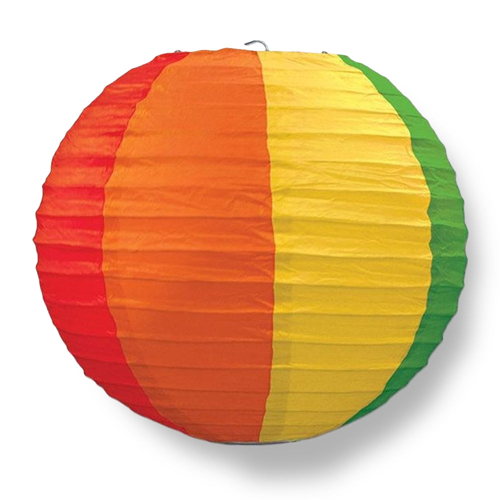 14 Inch Rainbow Multi-Color Paper Lantern, Even Ribbing