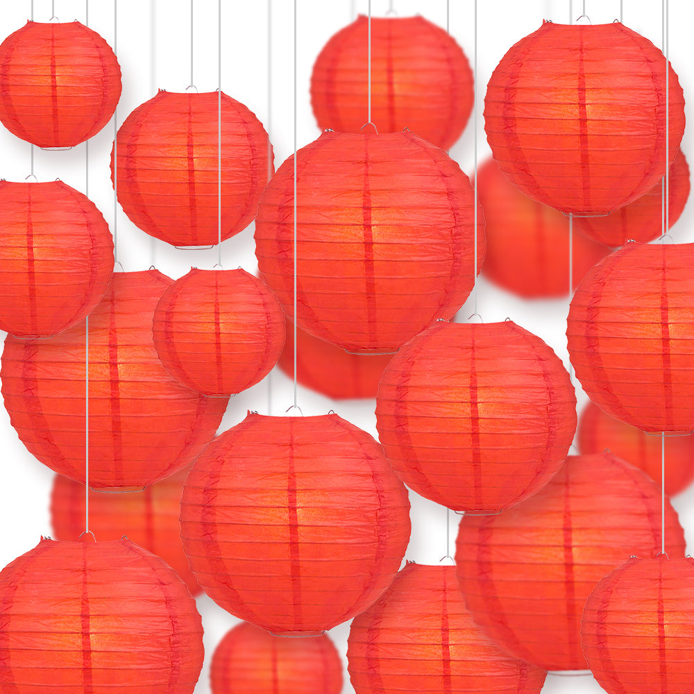 Ultimate 20pc Red Paper Lantern Party Pack - Assorted Sizes of 6, 8, 10, 12 for Weddings, Birthday, Events and Decor