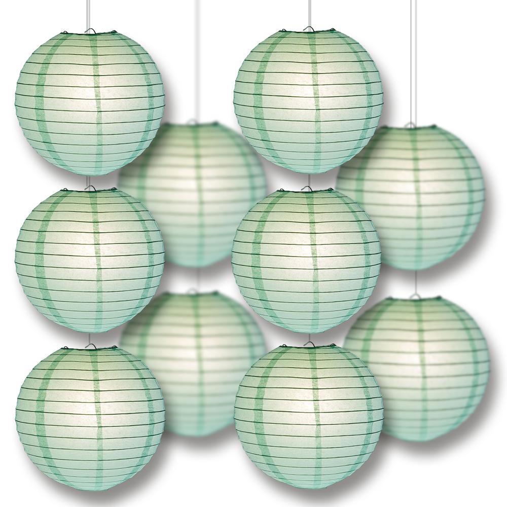 MoonBright Cool Mint Green Paper Lantern 10pc Party Pack with Remote Controlled LED Lights Included - PaperLanternStore.com - Paper Lanterns, Decor, Party Lights &amp; More