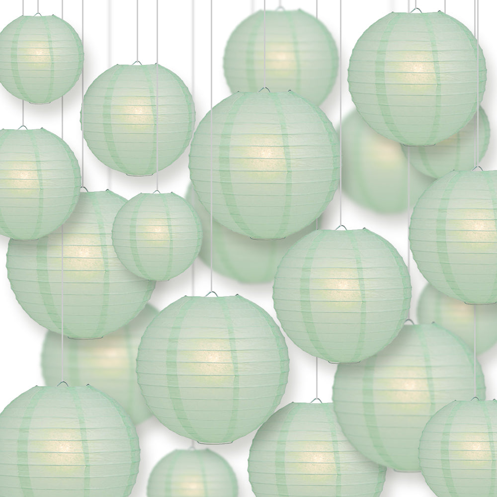 Ultimate 20pc Cool Mint Paper Lantern Party Pack - Assorted Sizes of 6, 8, 10, 12 for Weddings, Birthday, Events and Decor