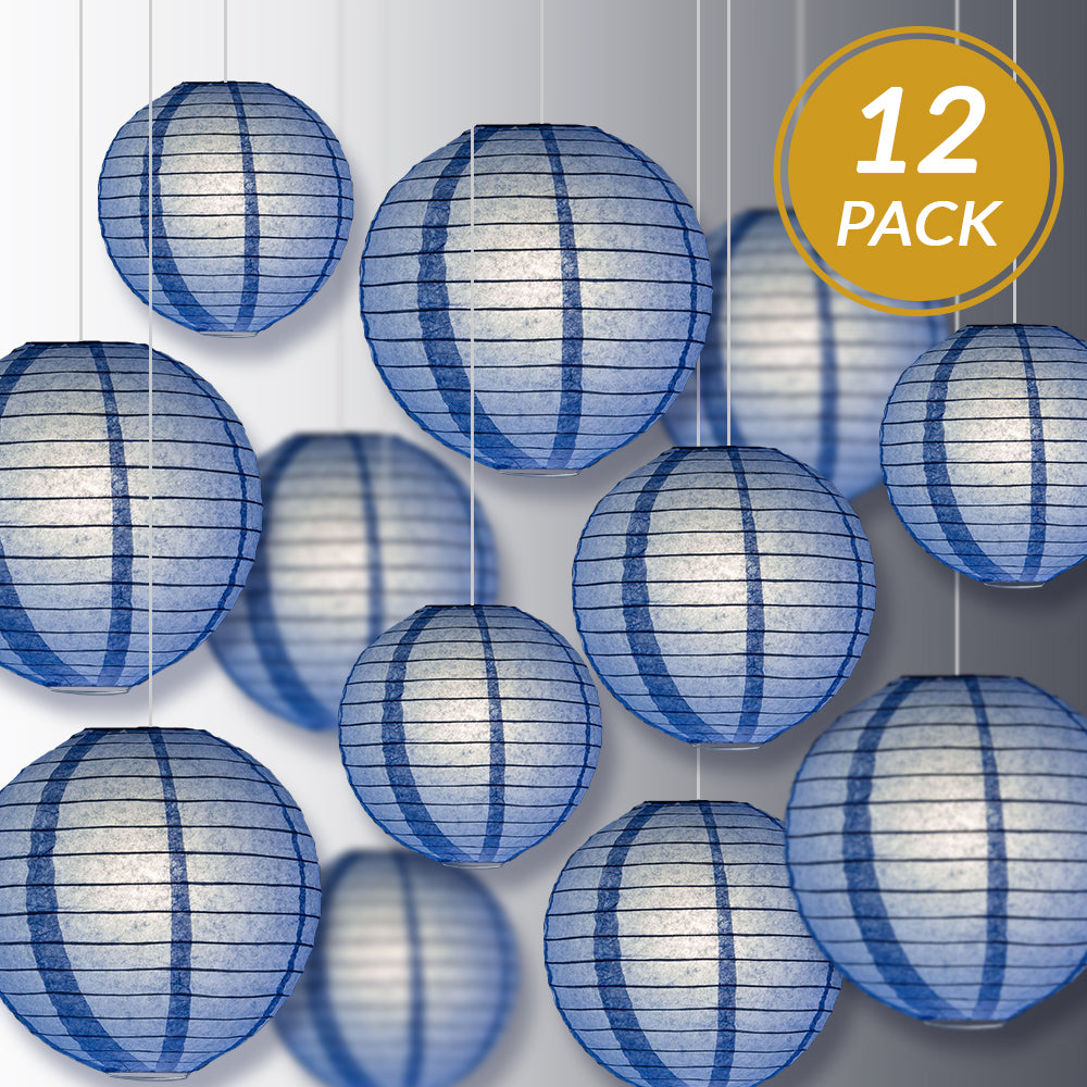 12-PC Serenity Blue Paper Lantern Chinese Hanging Wedding &amp; Party Assorted Decoration Set, 12/10/8-Inch - PaperLanternStore.com - Paper Lanterns, Decor, Party Lights &amp; More