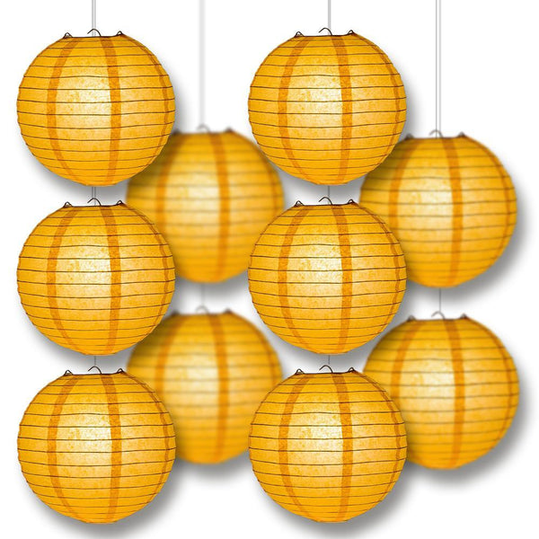BULK PACK (5) 14" Papaya Round Paper Lantern, Even Ribbing, Chinese Hanging Wedding & Party Decoration - PaperLanternStore.com - Paper Lanterns, Decor, Party Lights & More