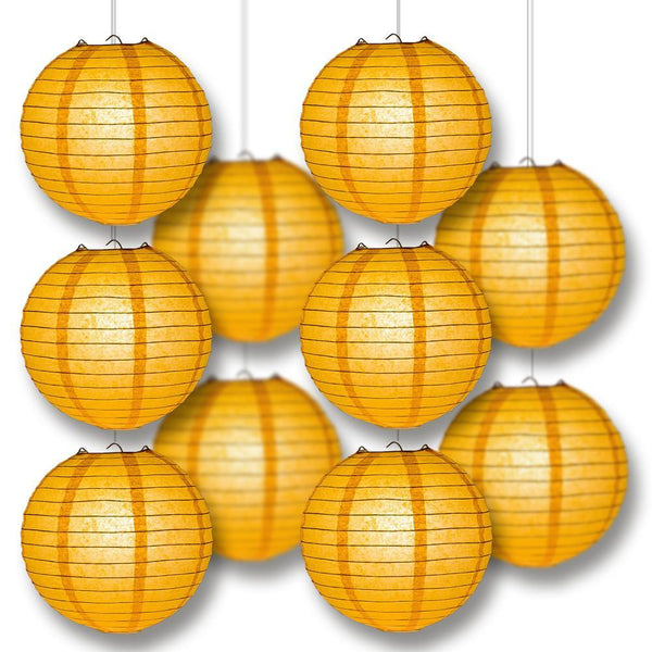 BULK PACK (5) 14" Papaya Round Paper Lantern, Even Ribbing, Chinese Hanging Wedding & Party Decoration - PaperLanternStore.com - Paper Lanterns, Decor, Party Lights & More