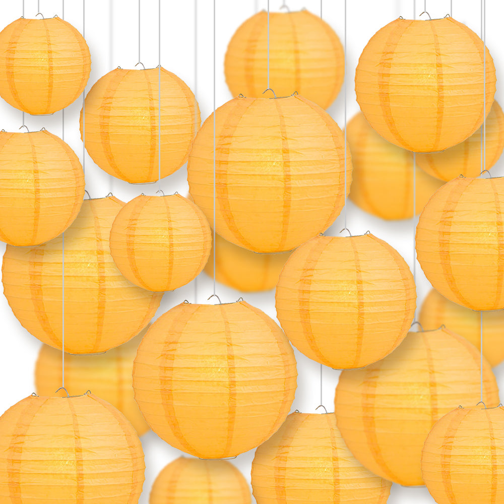 Ultimate 20pc Papaya Paper Lantern Party Pack - Assorted Sizes of 6, 8, 10, 12 for Weddings, Birthday, Events and Decor