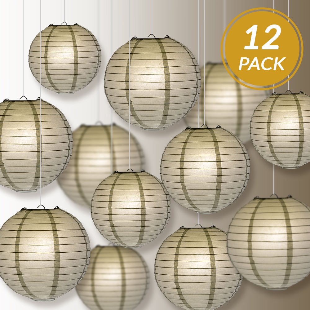 12-PC Silver Paper Lantern Chinese Hanging Wedding &amp; Party Assorted Decoration Set, 12/10/8-Inch - PaperLanternStore.com - Paper Lanterns, Decor, Party Lights &amp; More