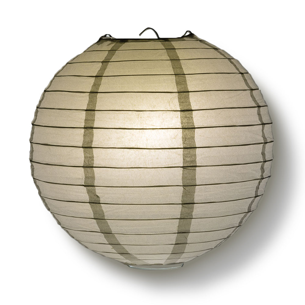 30&quot; Silver Jumbo Round Paper Lantern, Even Ribbing, Chinese Hanging Wedding &amp; Party Decoration - PaperLanternStore.com - Paper Lanterns, Decor, Party Lights &amp; More