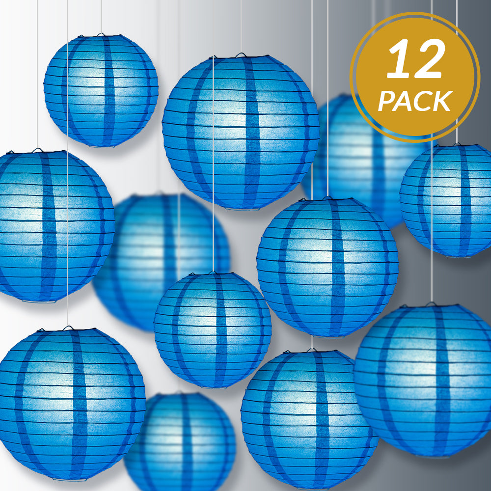 12-PC Turquoise Paper Lantern Chinese Hanging Wedding &amp; Party Assorted Decoration Set, 12/10/8-Inch - PaperLanternStore.com - Paper Lanterns, Decor, Party Lights &amp; More