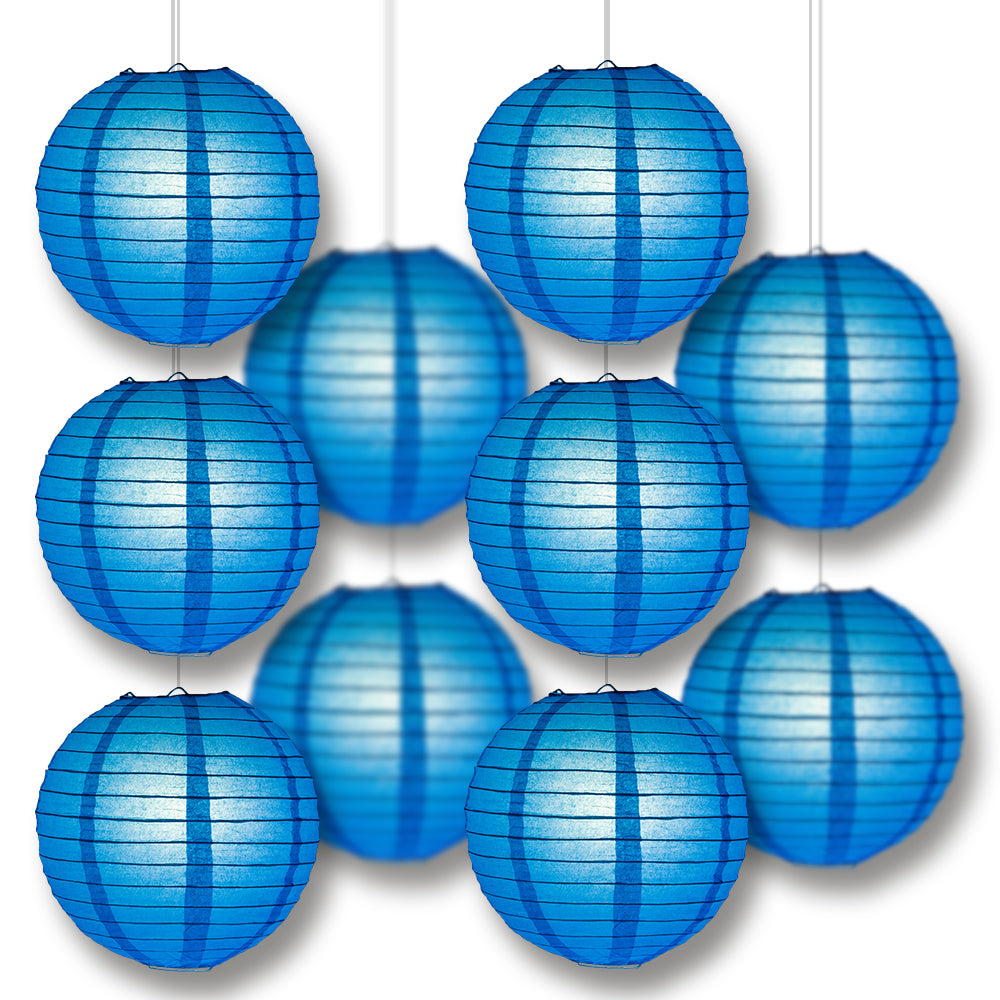 MoonBright Turquoise Blue Paper Lantern 10pc Party Pack with Remote Controlled LED Lights Included - PaperLanternStore.com - Paper Lanterns, Decor, Party Lights &amp; More