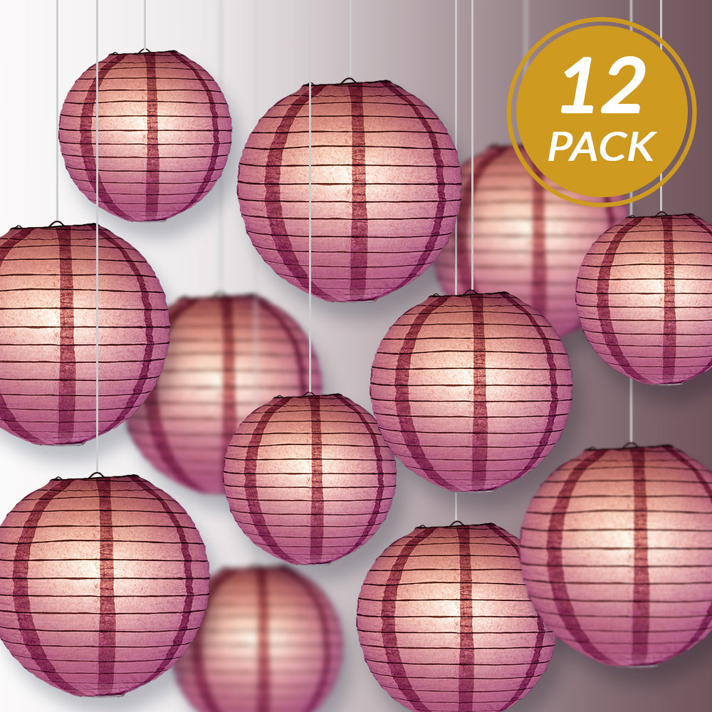 12-PC Violet / Orchid Paper Lantern Chinese Hanging Wedding &amp; Party Assorted Decoration Set, 12/10/8-Inch - PaperLanternStore.com - Paper Lanterns, Decor, Party Lights &amp; More