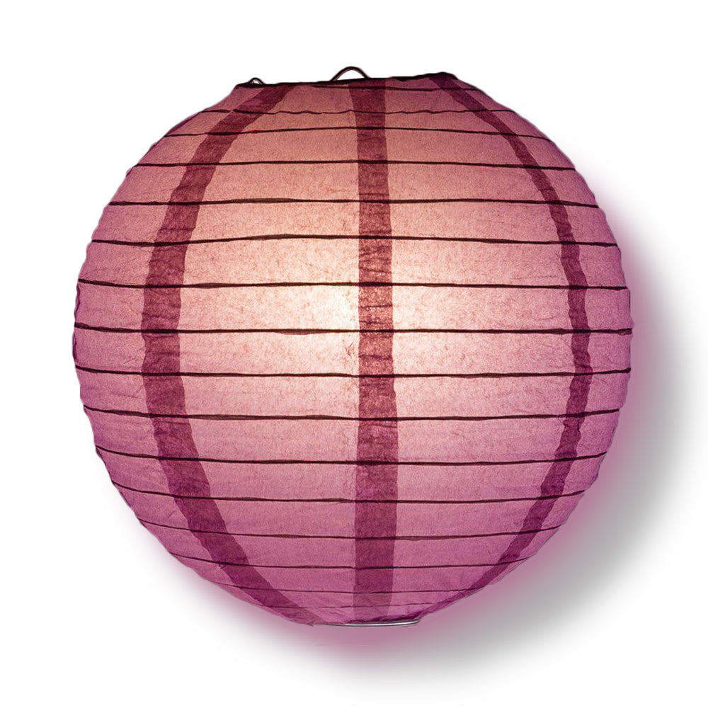 4&quot; Violet Round Paper Lantern, Even Ribbing, Hanging Decoration (10-Pack) - PaperLanternStore.com - Paper Lanterns, Decor, Party Lights &amp; More