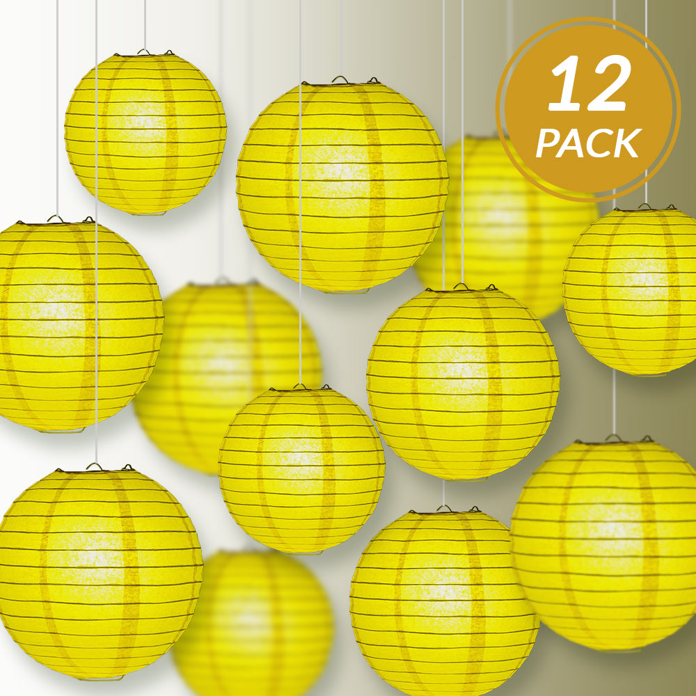 12-PC Yellow Paper Lantern Chinese Hanging Wedding &amp; Party Assorted Decoration Set, 12/10/8-Inch - PaperLanternStore.com - Paper Lanterns, Decor, Party Lights &amp; More