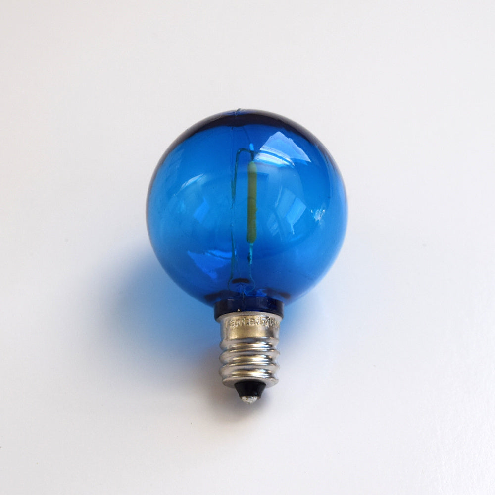 25 Socket Holiday LED Outdoor Patio String Light Set, G40 Blue Globe Bulbs, 28 FT Black Cord