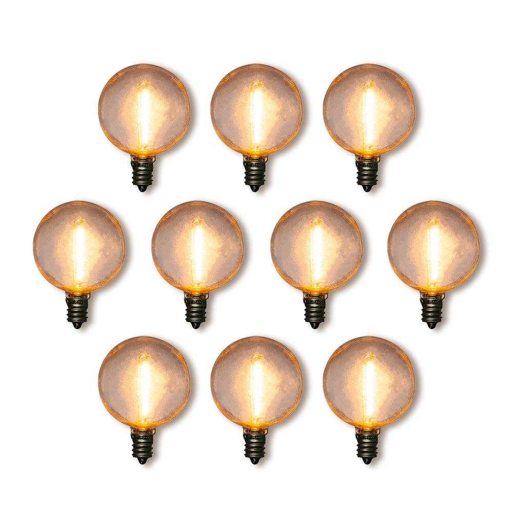 10-Pack LED Filament G40 Globe Shatterproof Light Bulb, Dimmable, 1W,  E12 Candelabra Base