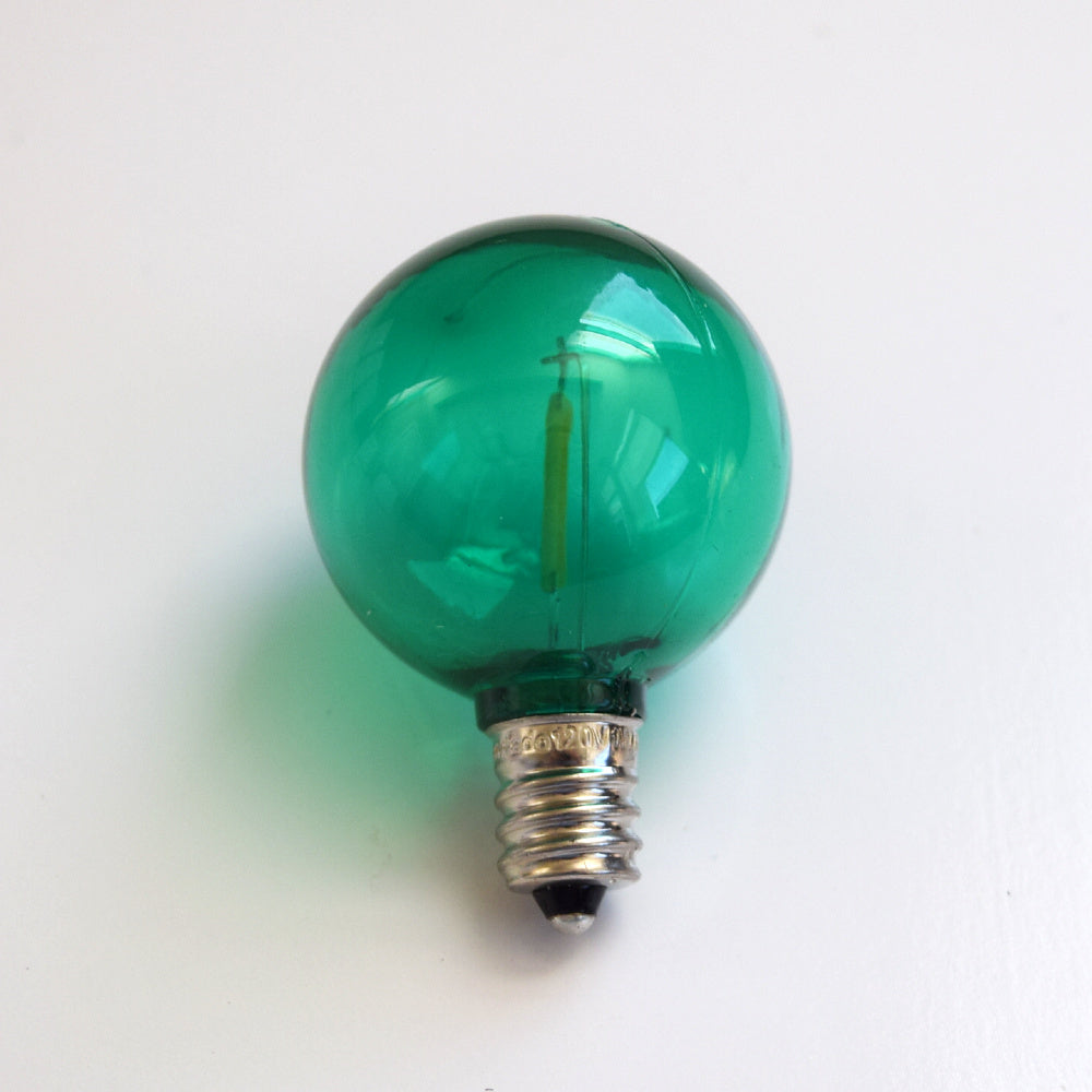 Green LED Filament G40 Globe Shatterproof Energy Saving Color Light Bulb, Dimmable, 1W,  E12 Candelabra Base