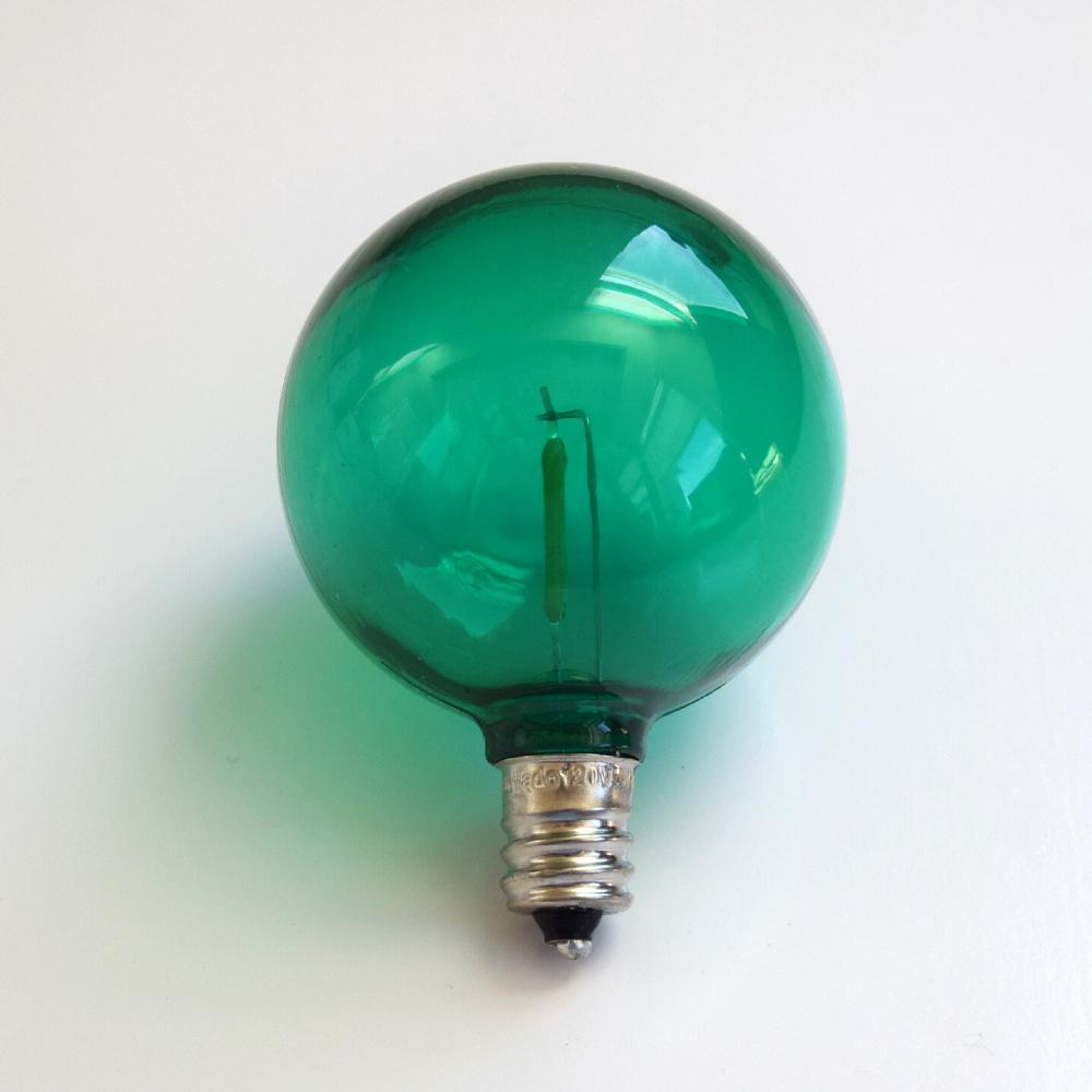10-PACK Green LED Filament G50 Globe Shatterproof Energy Saving Color Light Bulb, Dimmable, 1W,  E12 Candelabra Base