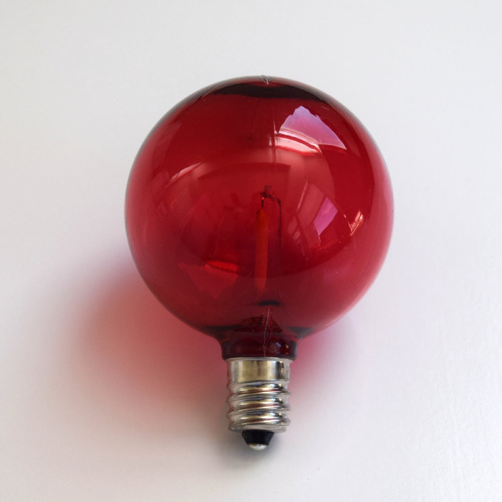 Red LED Filament G50 Globe Shatterproof Energy Saving Color Light Bulb, Dimmable, 1W,  E12 Candelabra Base