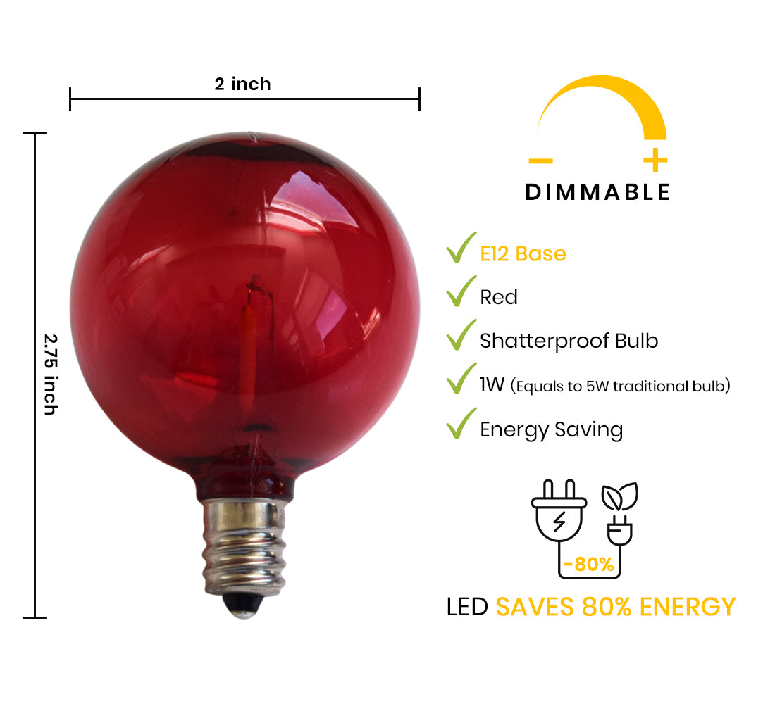 Fine Line Premium Paper Lantern Pendant Light Cord Kit with G50 Red LED Bulb