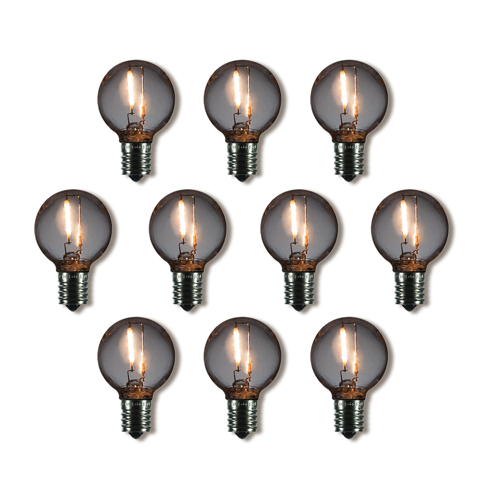10-Pack LED Filament G40 Globe Shatterproof Light Bulb, Dimmable, 1W,  E17 Intermediate Base