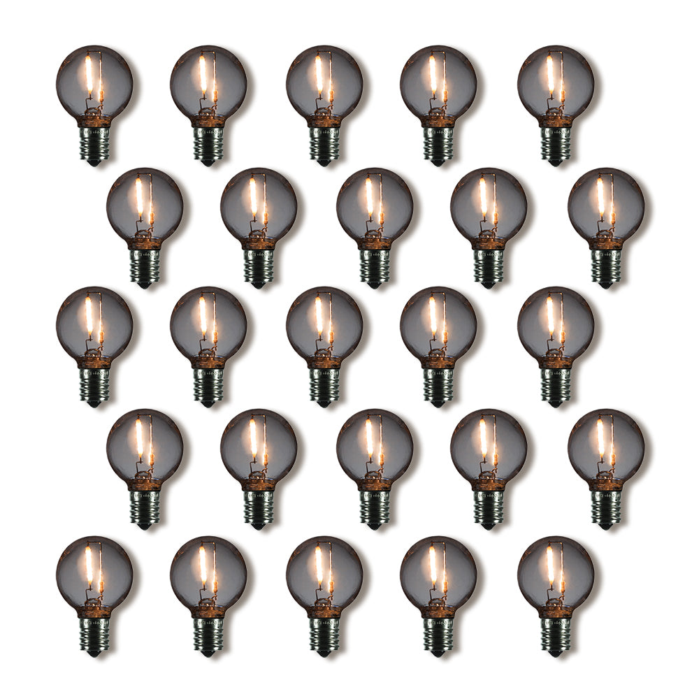 25-Pack LED Filament G40 Globe Shatterproof Light Bulb, Dimmable, 1W,  E17 Intermediate Base