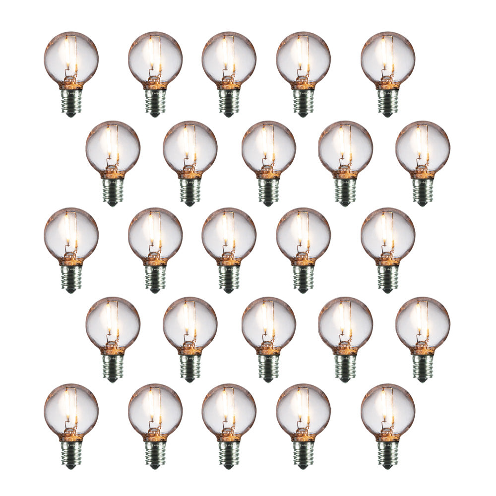 25-Pack LED Filament G40 Globe Shatterproof Light Bulb, Dimmable, 1W,  E17 Intermediate Base