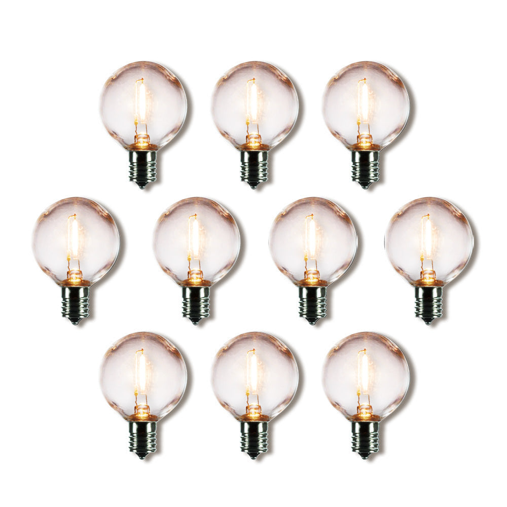 10-Pack LED Filament G50 Globe Shatterproof Light Bulb, Dimmable, 1W,  E17 Intermediate Base