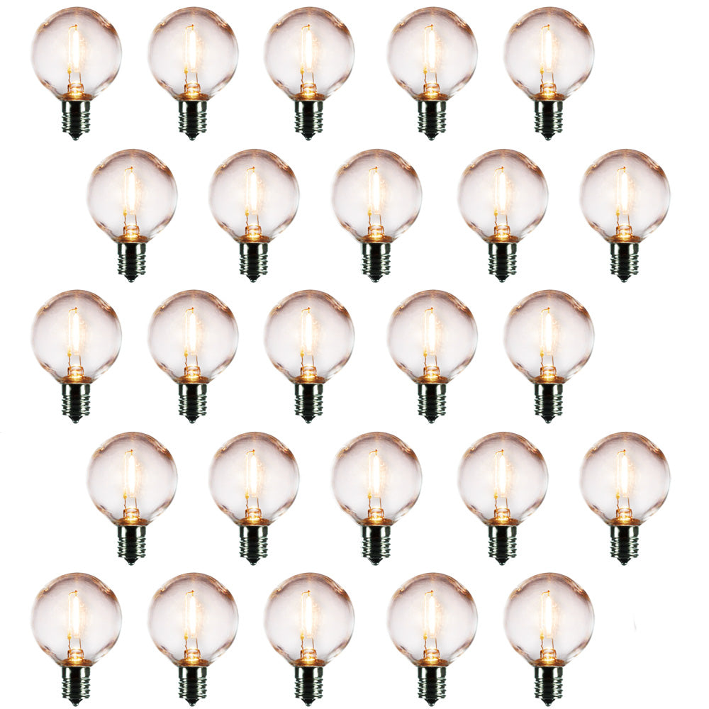 25-Pack LED Filament G50 Globe Shatterproof Light Bulb, Dimmable, 1W,  E17 Intermediate Base