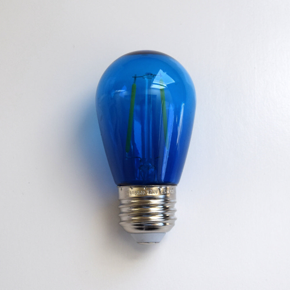 Blue LED Filament S14 Shatterproof Energy Saving Color Light Bulb, Dimmable, 2W,  E26 Medium Base